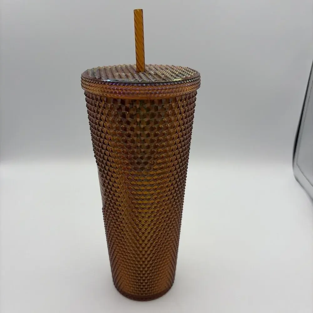 Starbucks 50th Anniversary Studded 24oz Cup Tumbler Bronze‎ Gold Copper USED